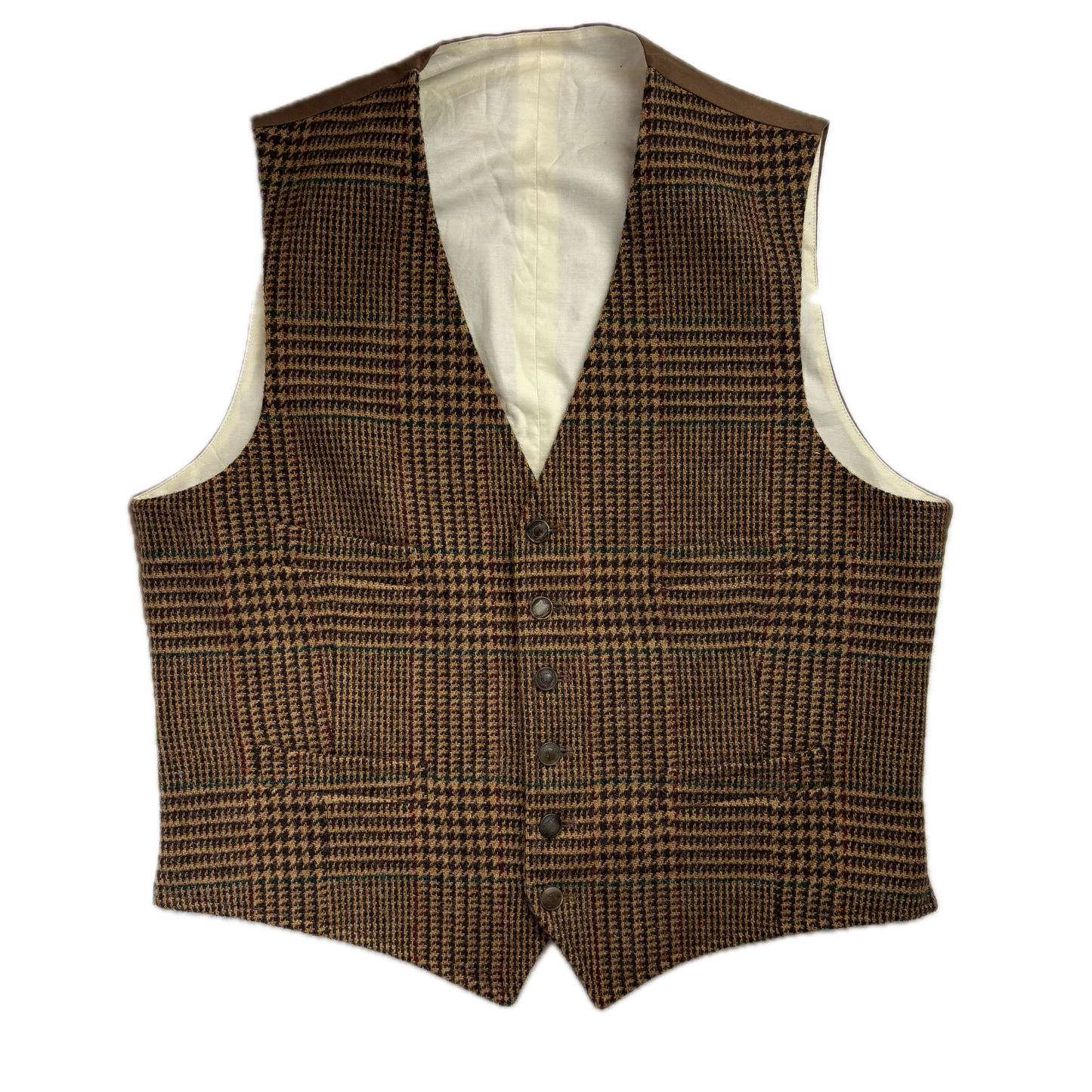 Polo Ralph Lauren Brown Tweed Glen Plaid Waistcoat (Wool) - 44R