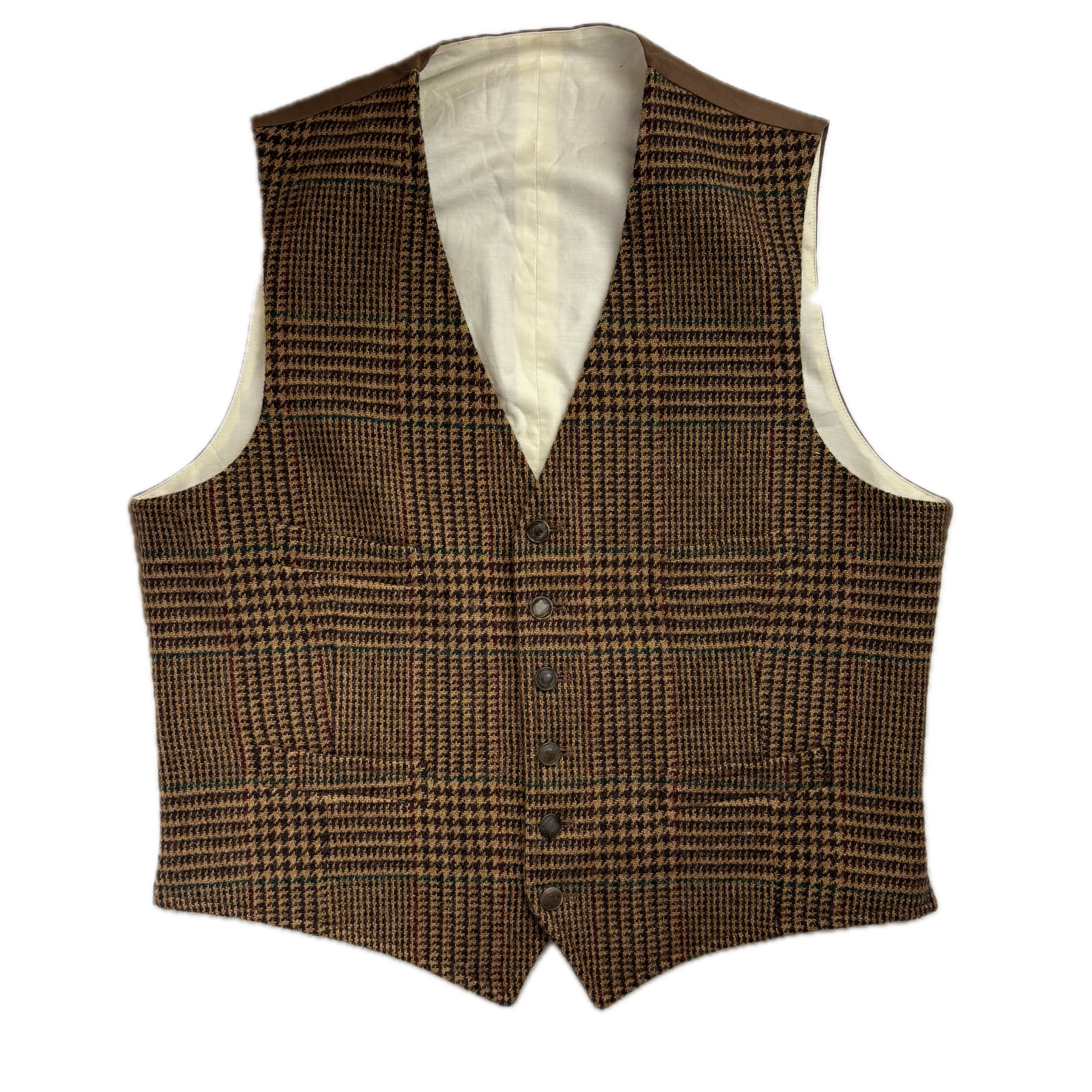 Polo Ralph Lauren Brown Tweed Glen Plaid Waistcoat (Wool) - 44R