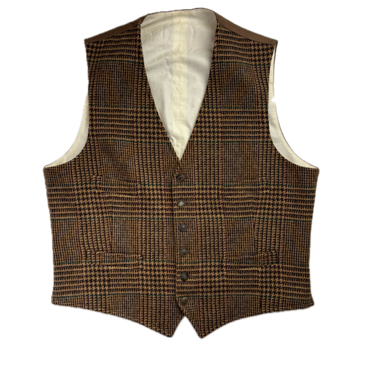 Polo Ralph Lauren Brown Tweed Glen Plaid Waistcoat (Wool) - 44R