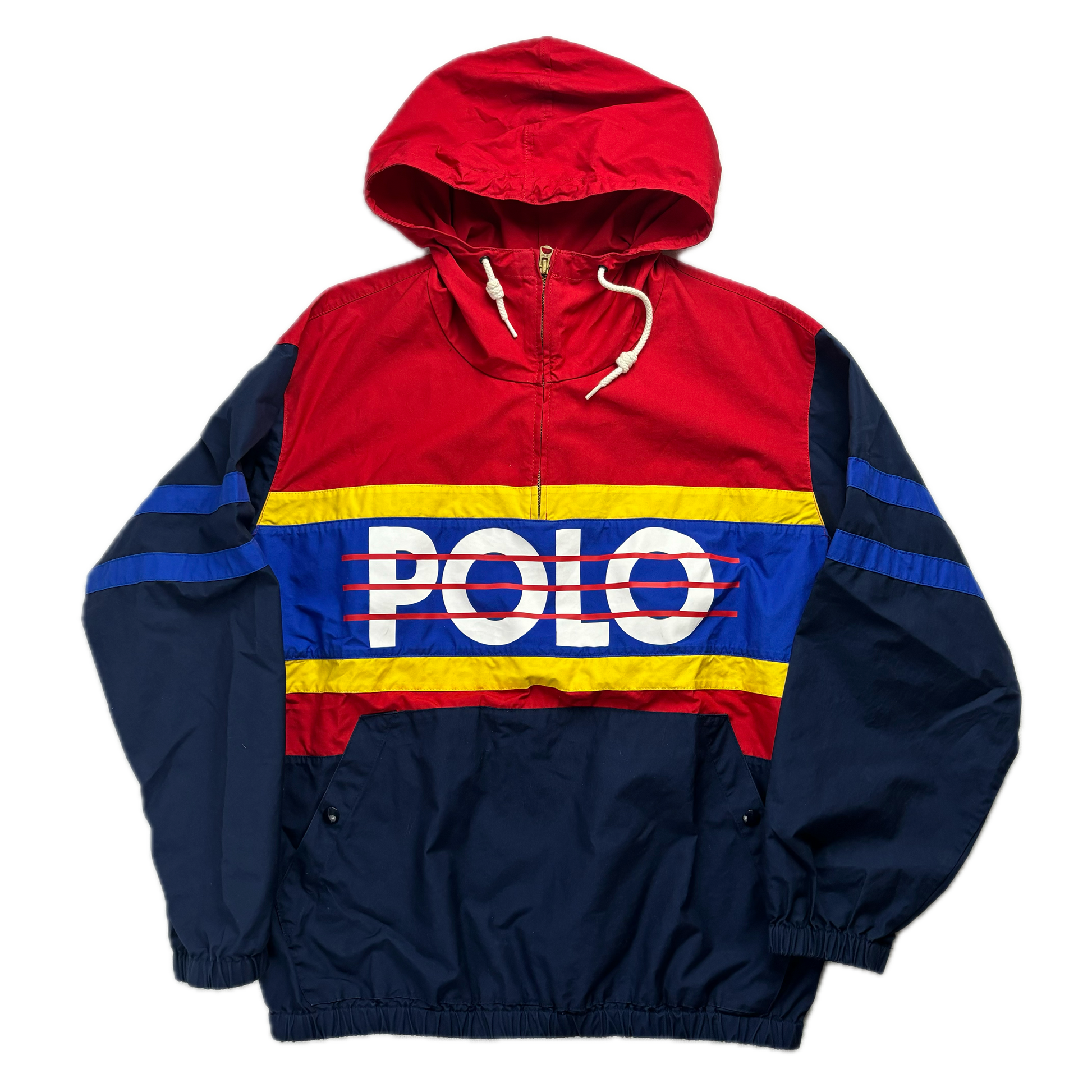 Polo Ralph Lauren Colour Block Poplin Spellout Half Zip Pullover Volleyball - S