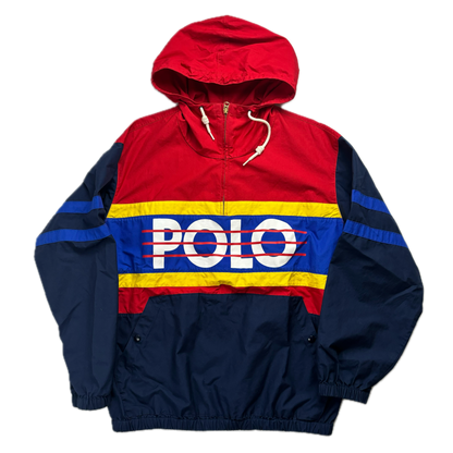 Polo Ralph Lauren Colour Block Poplin Spellout Half Zip Pullover Volleyball - S