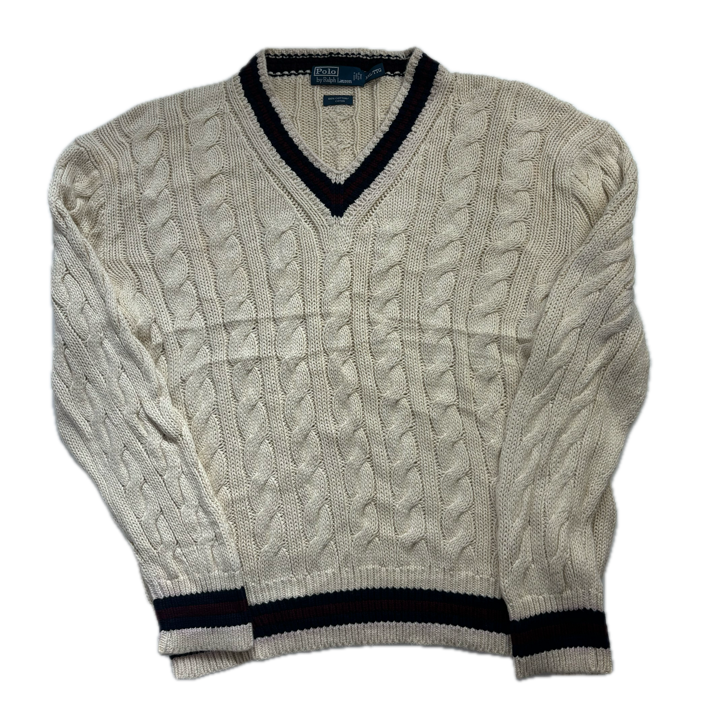Polo Ralph Lauren Cricket Jumper Tennis Cableknit Cream - XXL