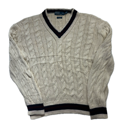 Polo Ralph Lauren Cricket Jumper Tennis Cableknit Cream - XXL
