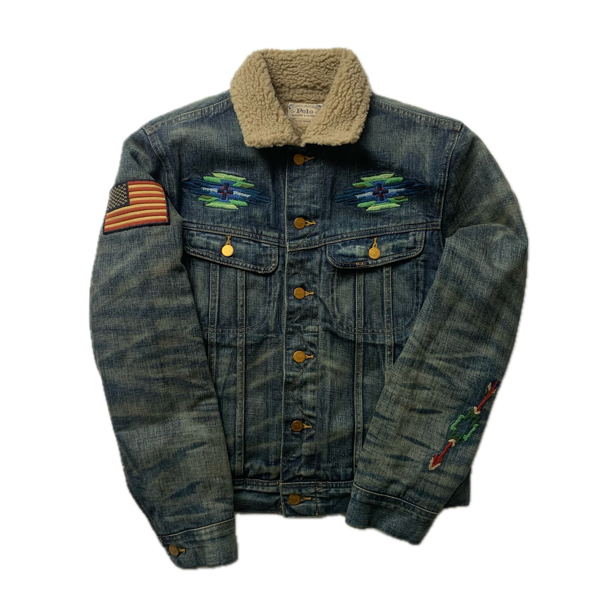 Polo Ralph Lauren Denim Aztec Sherpa Lined Jacket - S