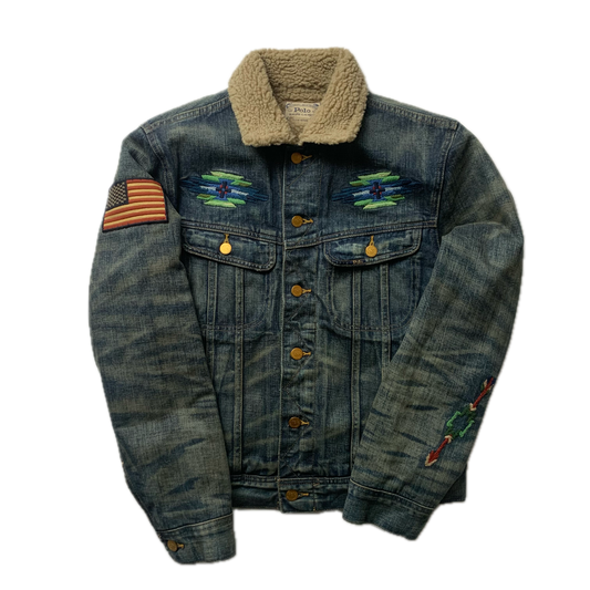 Polo Ralph Lauren Denim Aztec Sherpa Lined Jacket - S