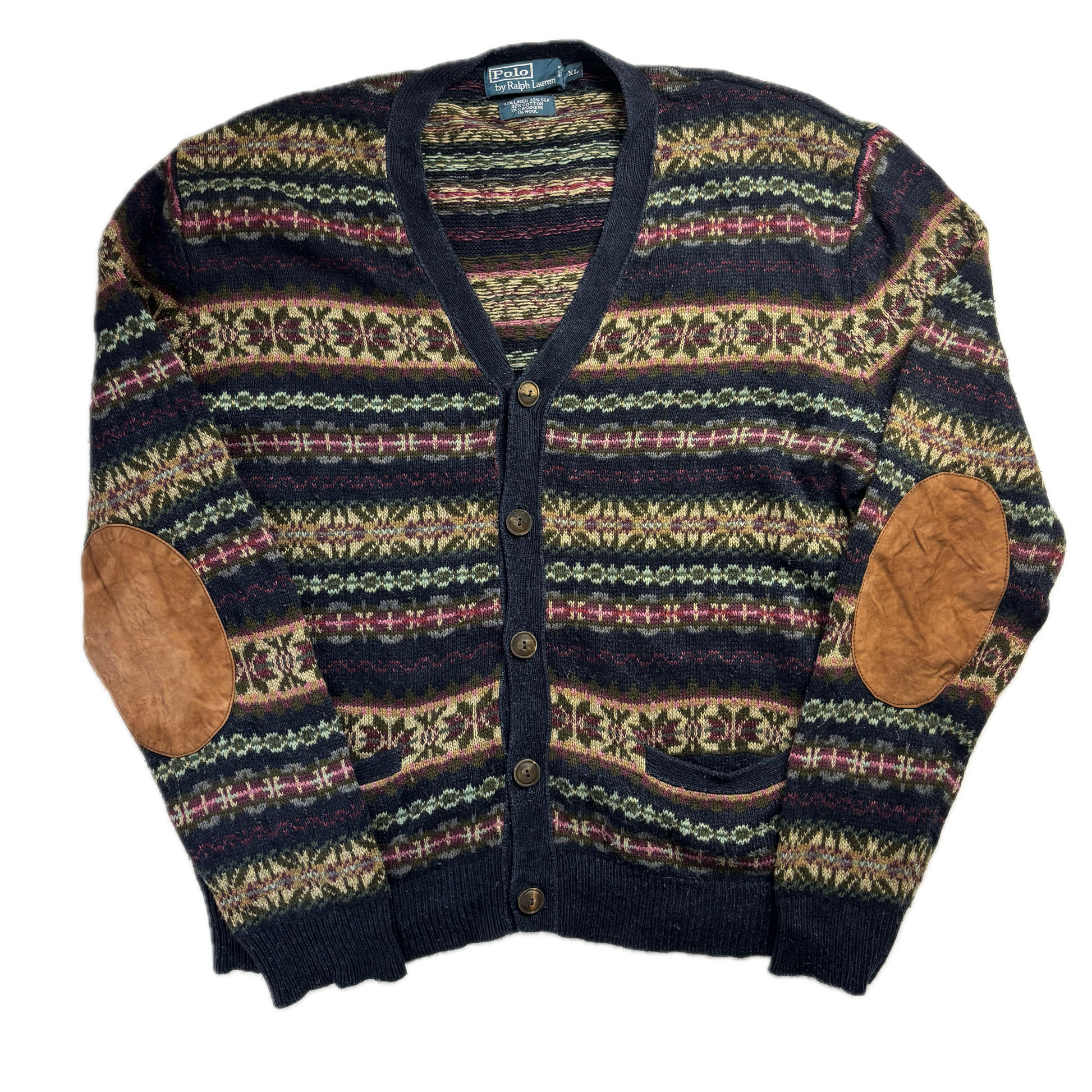 Polo Ralph Lauren Fairisle Cardigan (Silk Linen Cotton Cashmere Wool) - XL