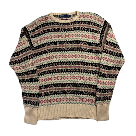 Polo Ralph Lauren Fairisle Jumper Crew Neck Sweater (Cotton Linen) - M