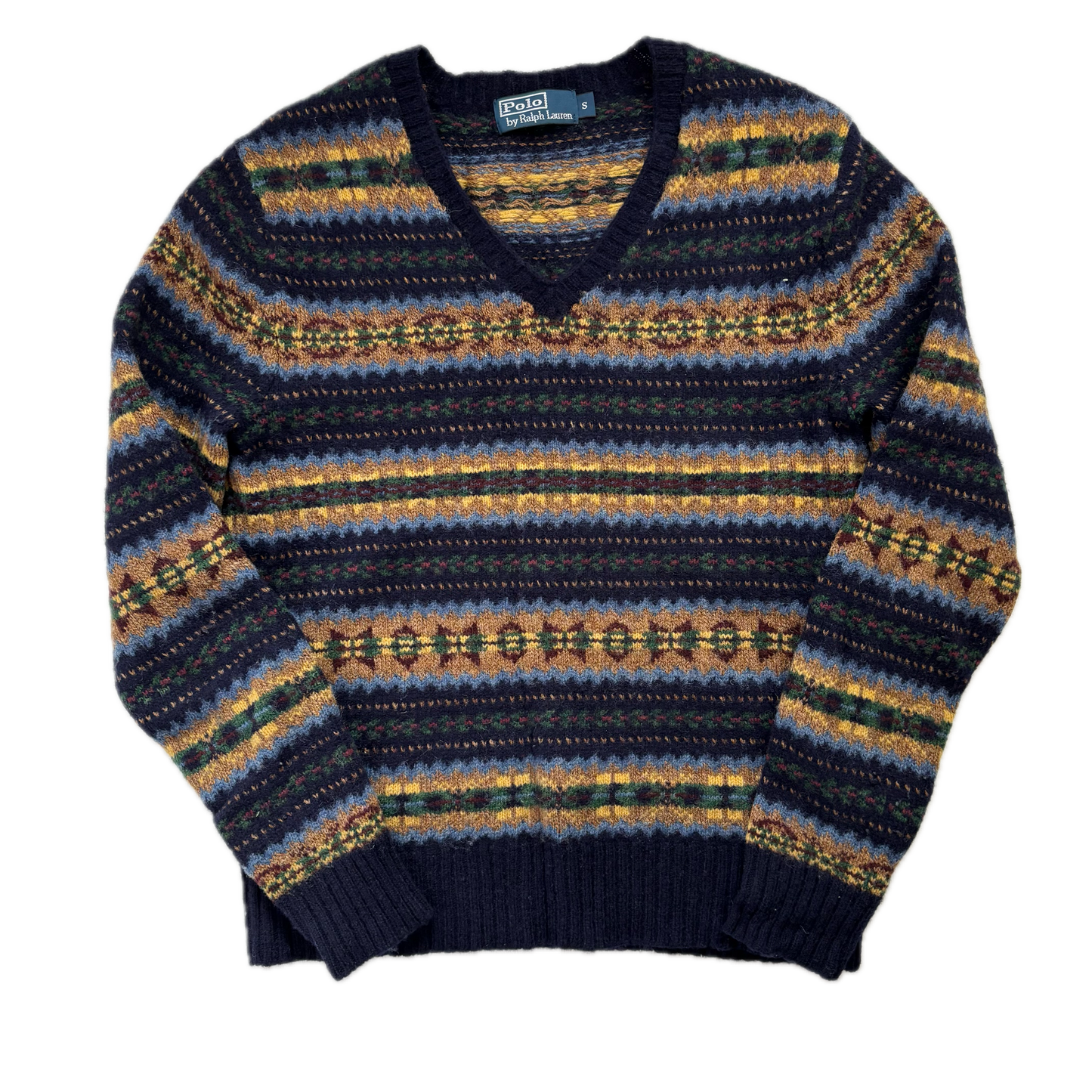 Polo Ralph Lauren Fairisle Jumper V-Neck Sweater (Wool) - S
