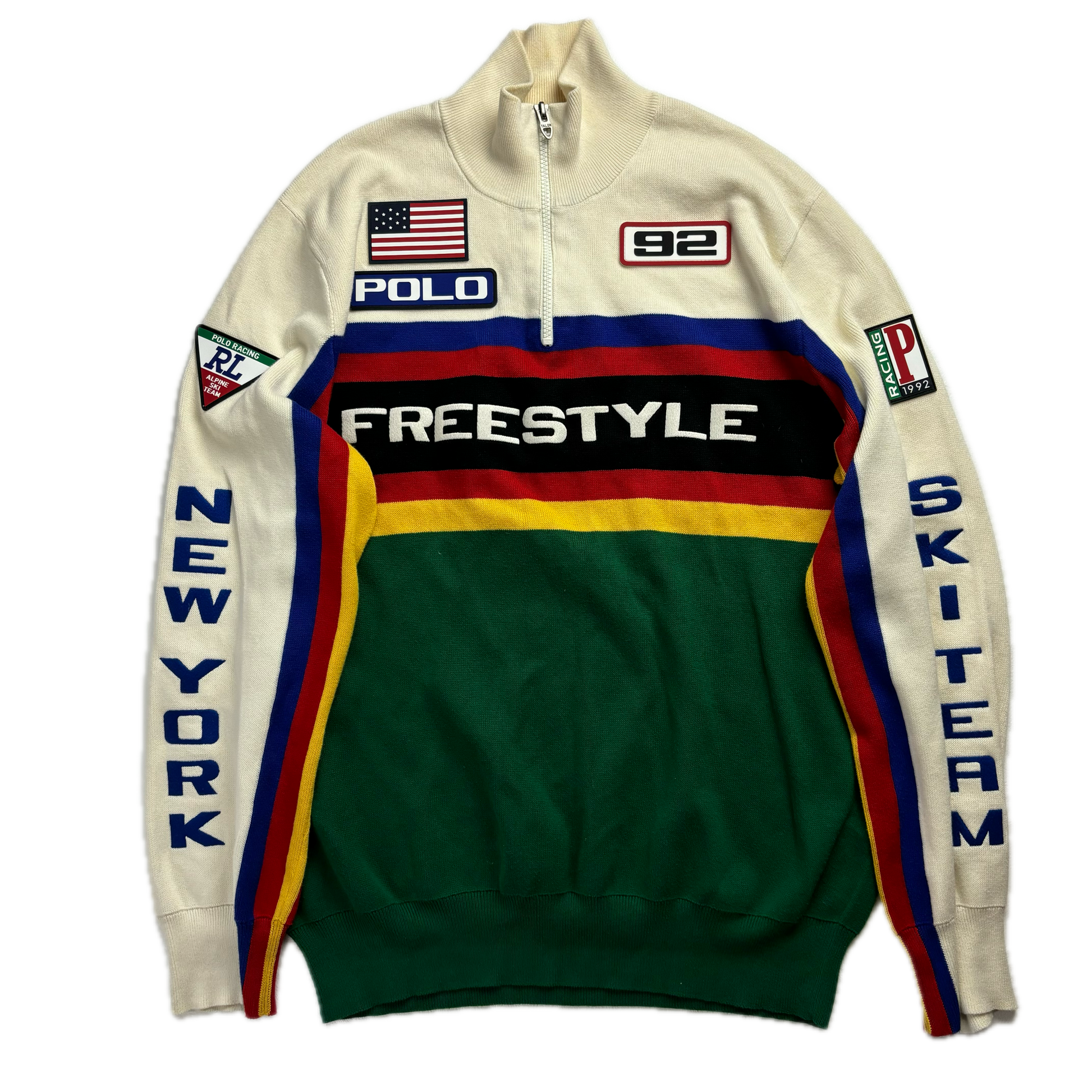 Polo Ralph Lauren Freestyle Ski USA 1/4 Zip Jumper Alpine Racing 1992 Retro