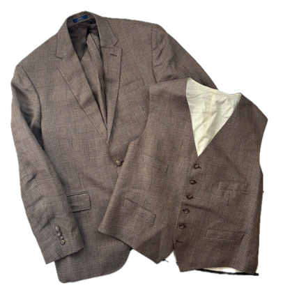 Polo Ralph Lauren Glen Plaid Check Suit Blazer & Waistcoat (Linen) - 44R