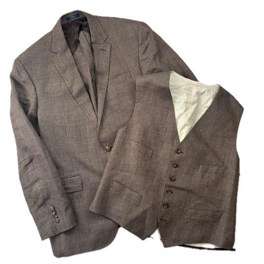 Polo Ralph Lauren Glen Plaid Check Suit Blazer & Waistcoat (Linen) - 44R