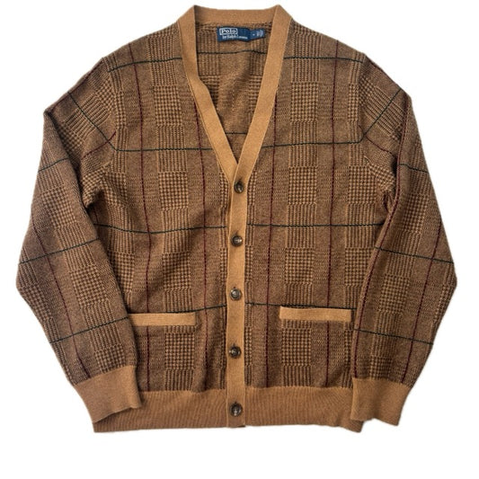 Polo Ralph Lauren Glen Plaid Tweed Brown Cardigan (Wool) - M