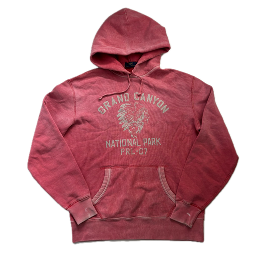 Polo Ralph Lauren Grand Canyon National Park Distressed Hoodie Pink Red - M