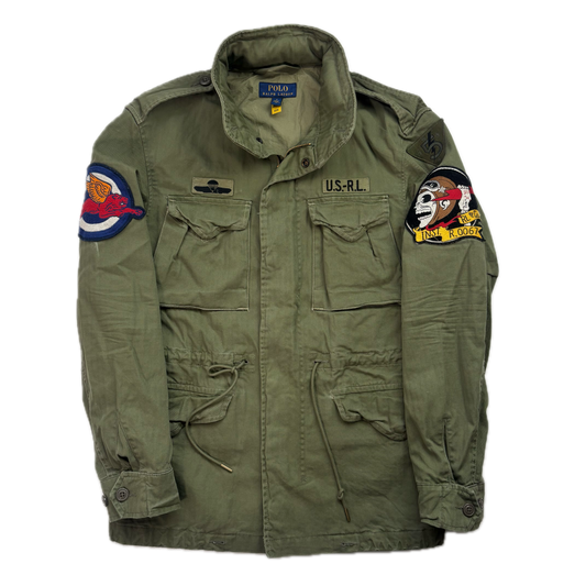 Polo Ralph Lauren Green Army Military Field Jacket Patches - S