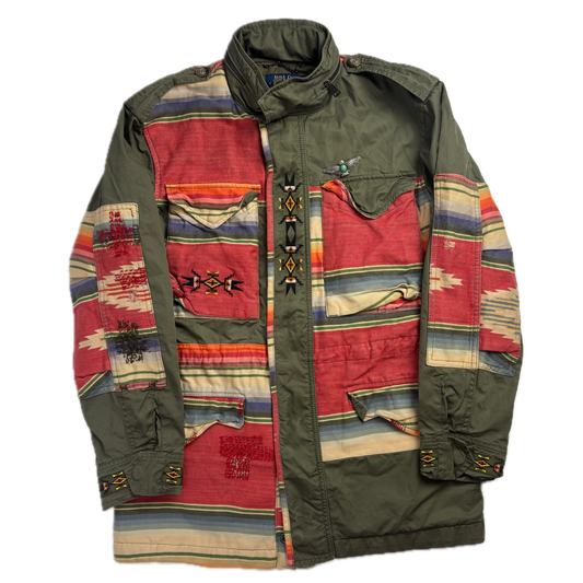 Polo Ralph Lauren Green Aztec Patchwork Jacket Military Parka Field - S