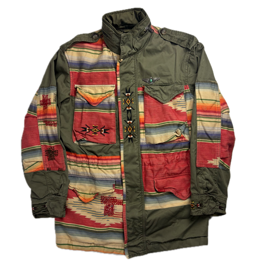 Polo Ralph Lauren Green Aztec Patchwork Jacket Military Parka Field - XS