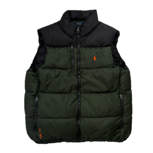 Polo Ralph Lauren Green Black Body Warmer Gilet Down Vest - L