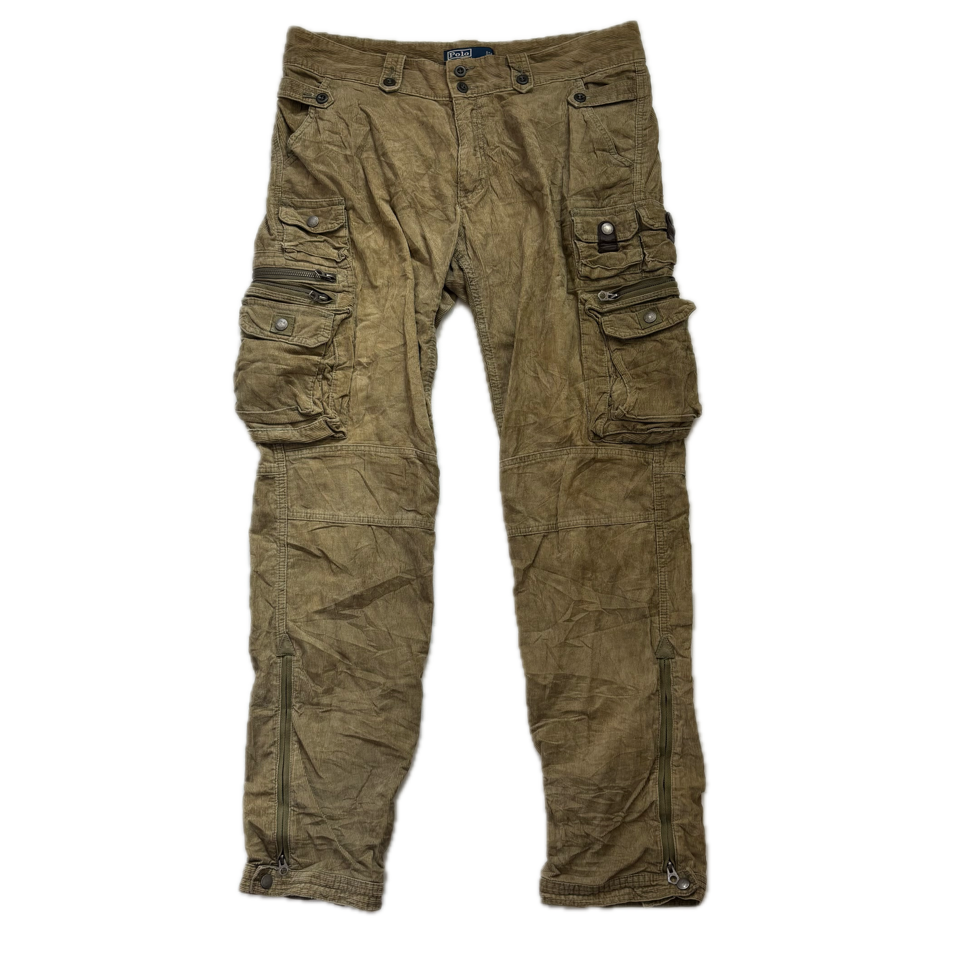Polo Ralph Lauren Green Corduroy Cargo Trouser Utility Pants - 36x34
