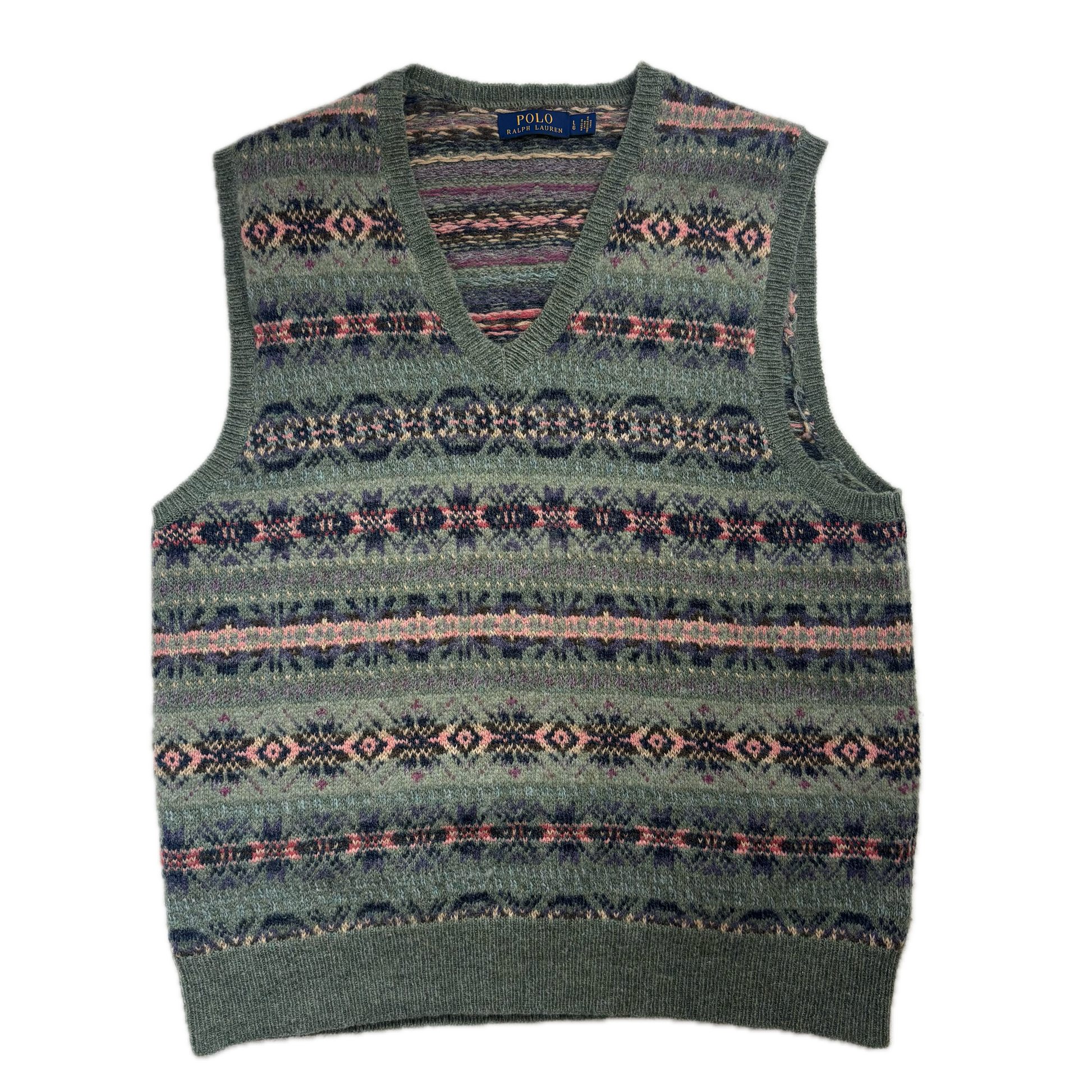 Polo Ralph Lauren Green Fairisle Vest (Wool Blend) - L
