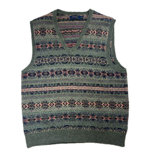 Polo Ralph Lauren Green Fairisle Vest (Wool Blend) - L