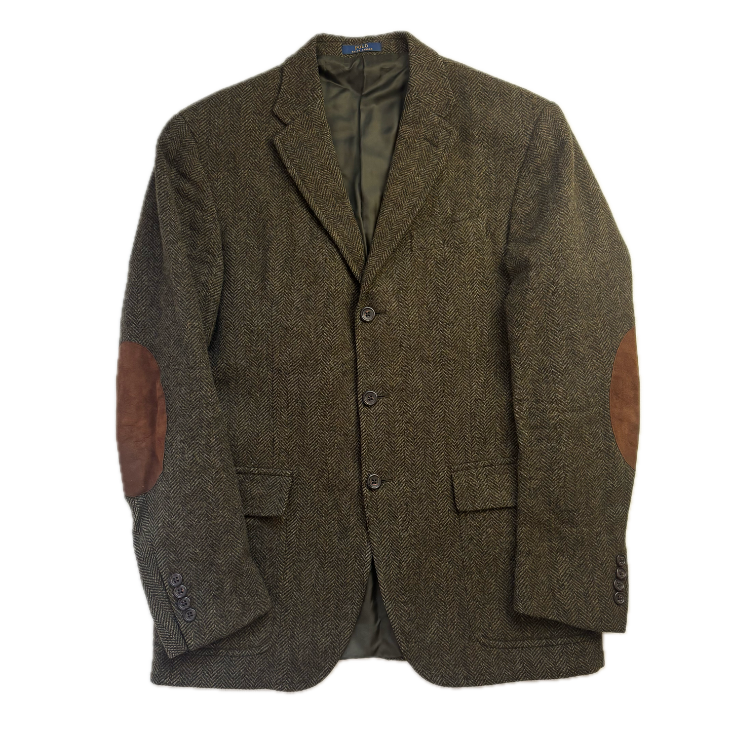 Polo Ralph Lauren Green Herringbone Tweed Blazer Sports Coat Wool - 40R