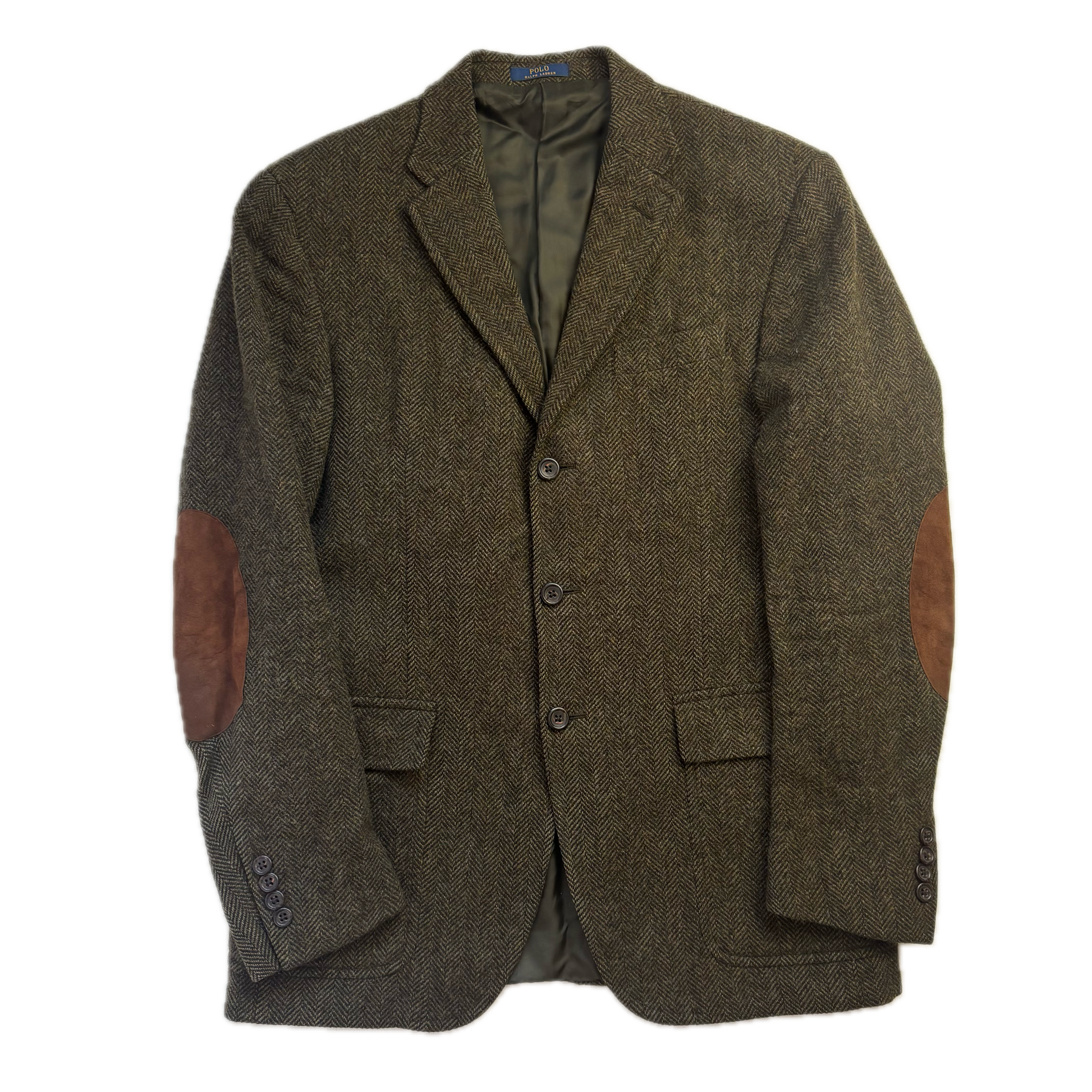Polo Ralph Lauren Green Herringbone Tweed Blazer Sports Coat Wool - 40R