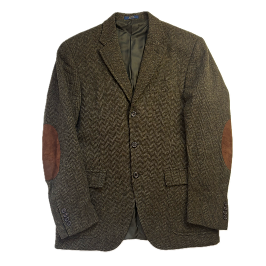 Polo Ralph Lauren Green Herringbone Tweed Blazer Sports Coat Wool - 40R