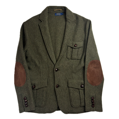 Polo Ralph Lauren Green Herringbone Tweed Blazer Sports Coat Wool - S