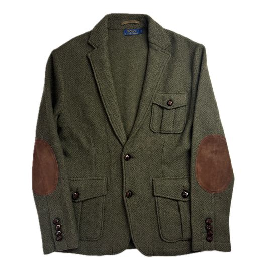 Polo Ralph Lauren Green Herringbone Tweed Blazer Sports Coat Wool - S