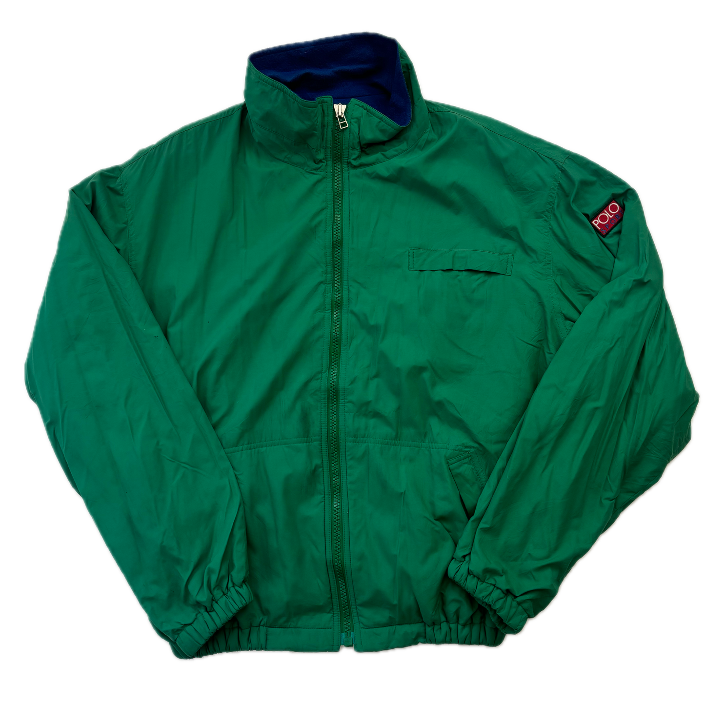 Polo Ralph Lauren Green Sport Hi-Tech Patch Windbreaker Fleece Lined Jacket - L
