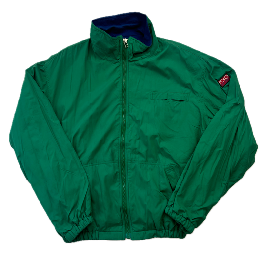 Polo Ralph Lauren Green Sport Hi-Tech Patch Windbreaker Fleece Lined Jacket - L