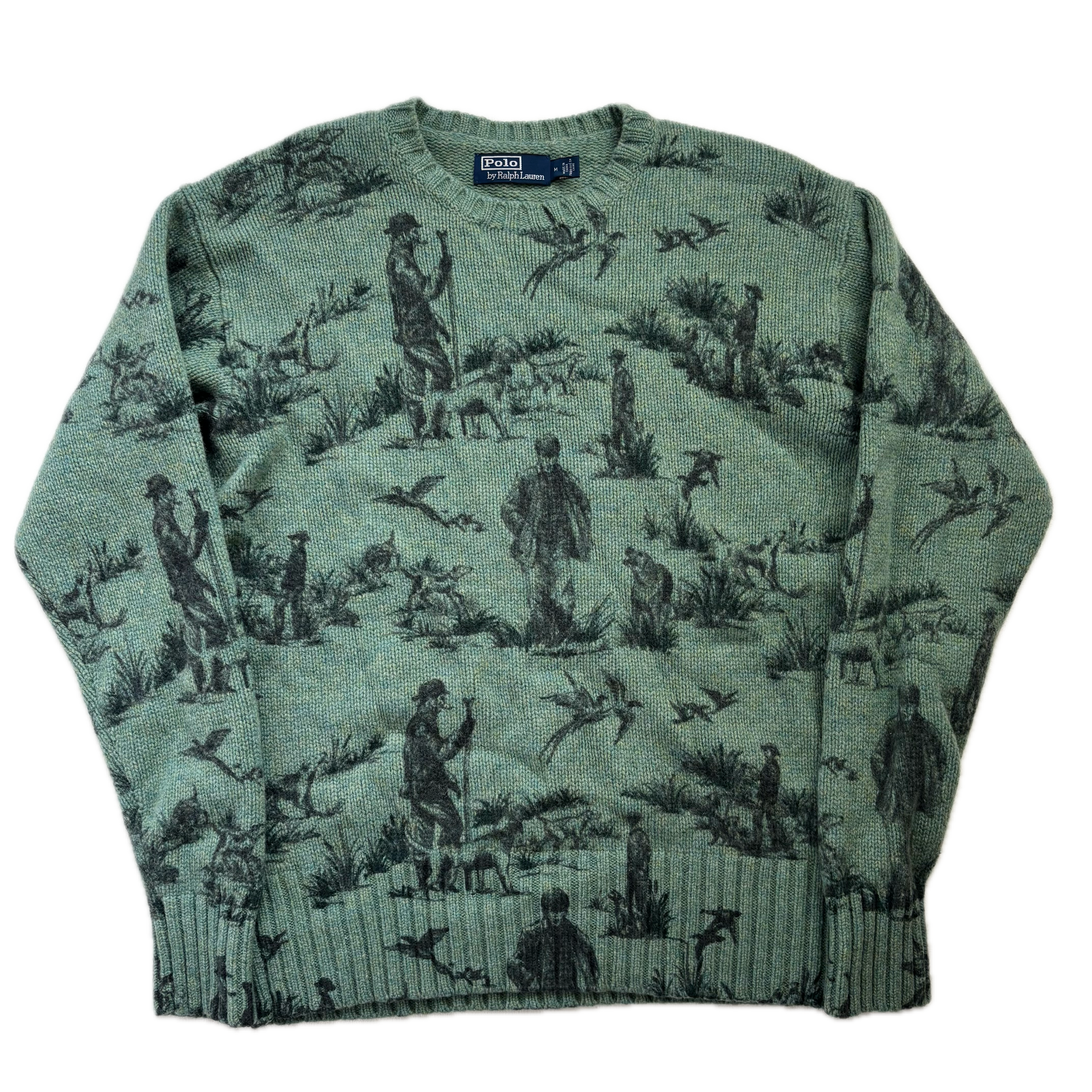 Polo Ralph Lauren Green Sportsman Hunting Print Jumper (Wool) - M