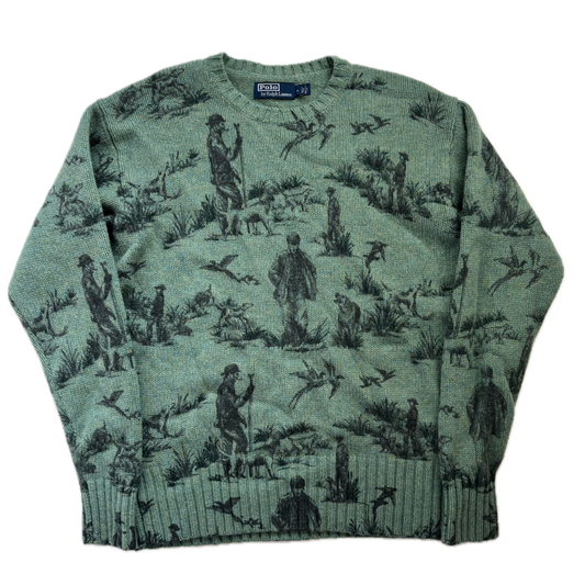 Polo Ralph Lauren Green Sportsman Hunting Print Jumper (Wool) - M
