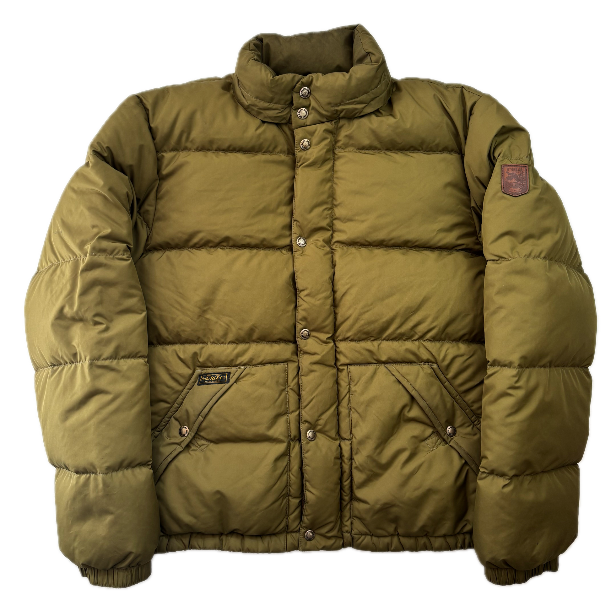 Polo Ralph Lauren Green Sportsman Patch Puffer Jacket Down Coat - L