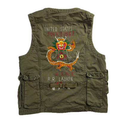 Polo Ralph Lauren Green Utility Vest Military Army Dragon USNC - S