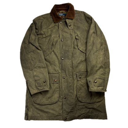 Polo Ralph Lauren Green Waxed Jacket Sportsman Hunting Coat - L