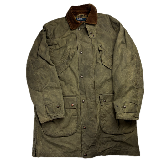 Polo Ralph Lauren Green Waxed Jacket Sportsman Hunting Coat - L
