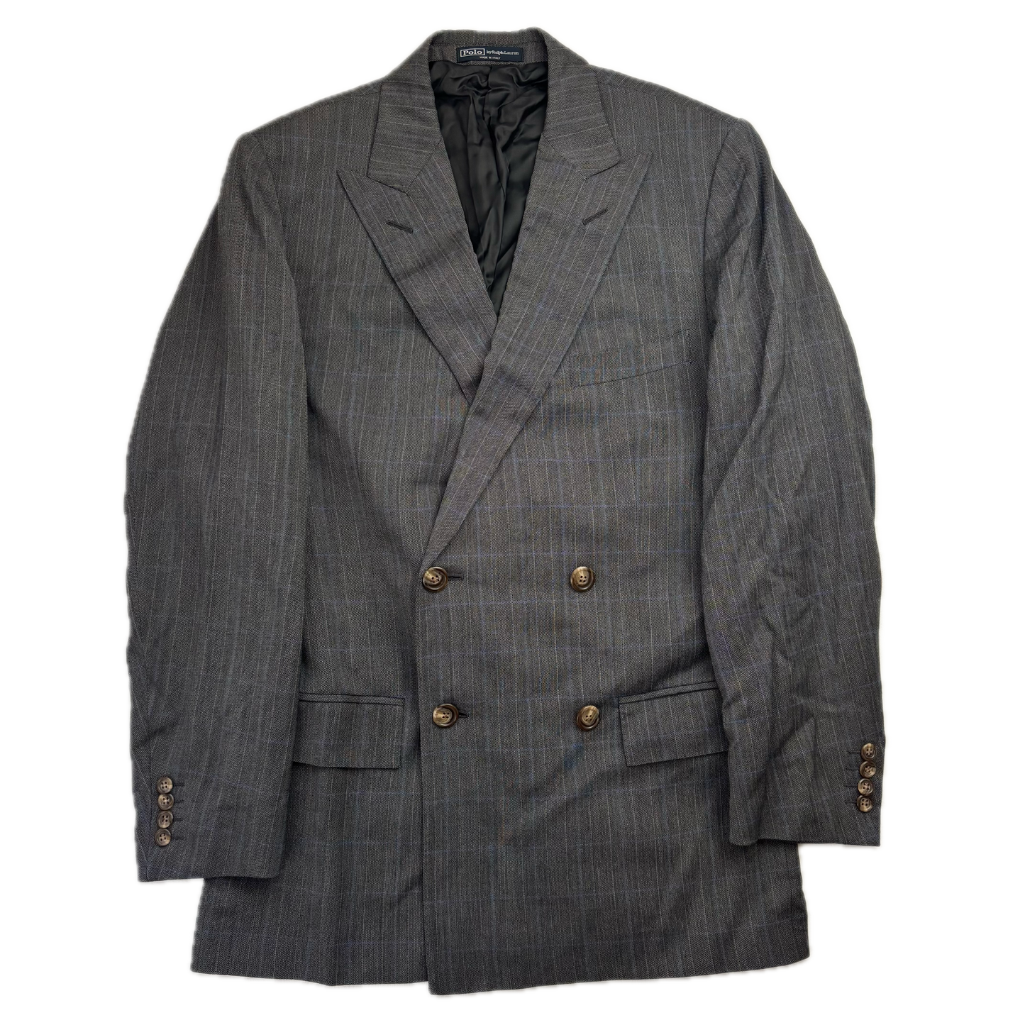 Polo Ralph Lauren Grey Double Breast Windowpane Blazer Sports Coat - 40 / 38