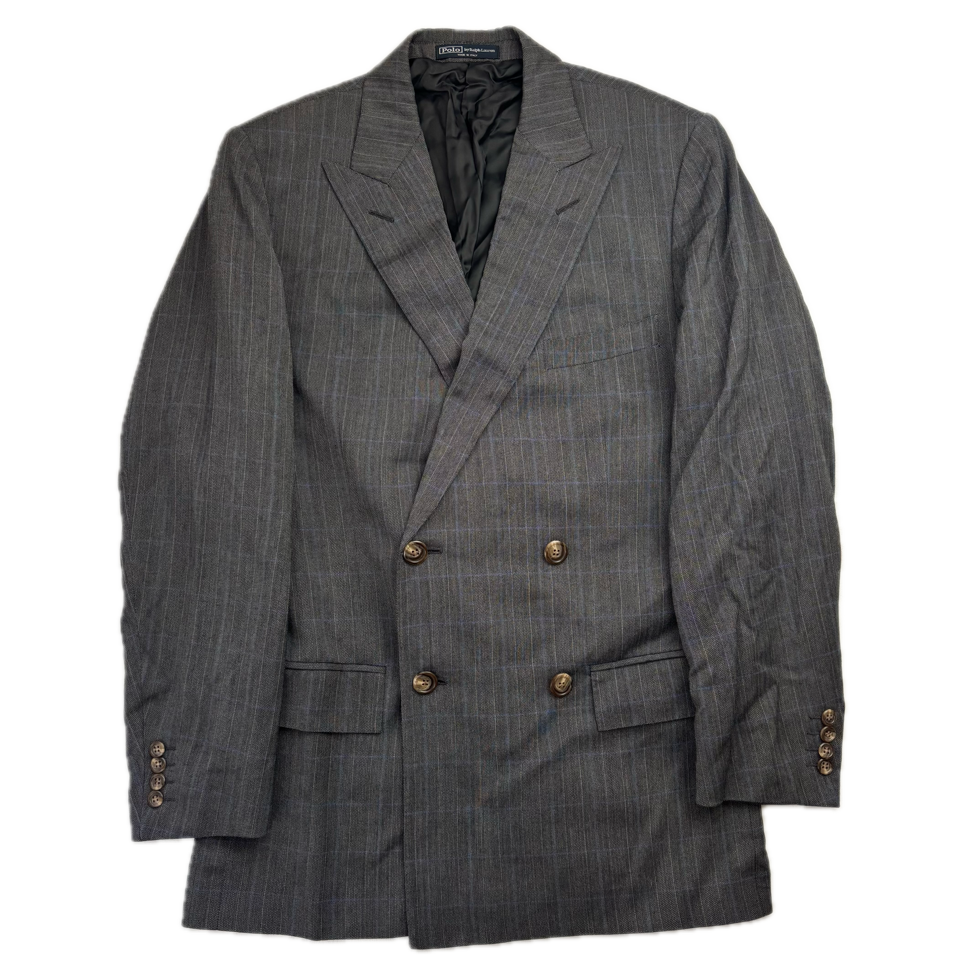 Polo Ralph Lauren Grey Double Breast Windowpane Blazer Sports Coat - 40 / 38