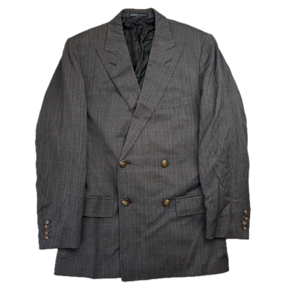 Polo Ralph Lauren Grey Double Breast Windowpane Blazer Sports Coat - 40 / 38