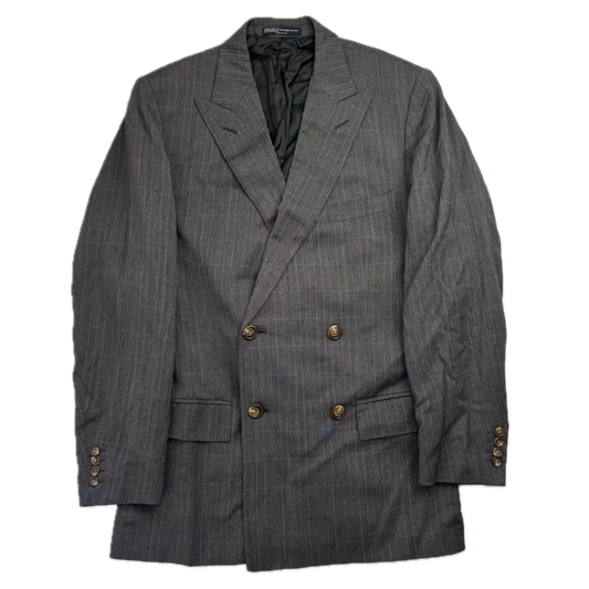 Polo Ralph Lauren Grey Double Breast Windowpane Blazer Sports Coat - 40 / 38