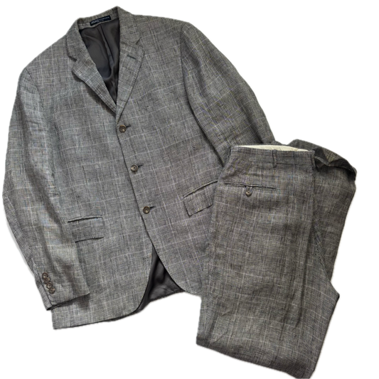 Polo Ralph Lauren Grey Glen Plaid Check Suit Blazer & Trousers (Flax) - 42R