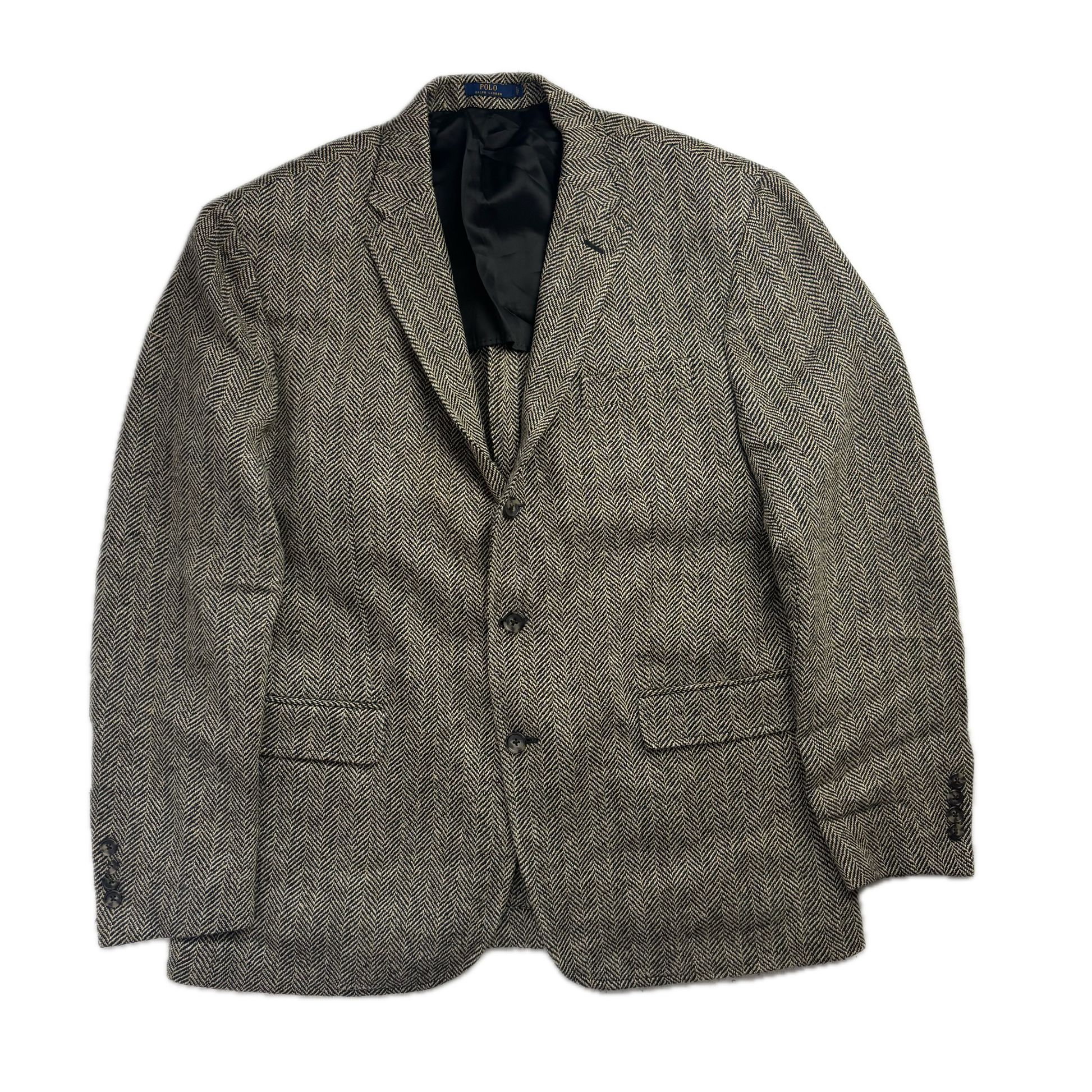 Polo Ralph Lauren Grey Herringbone Blazer Sports Coat (Linen Silk) - 44R