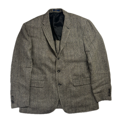 Polo Ralph Lauren Grey Herringbone Blazer Sports Coat (Linen Silk) - 44R