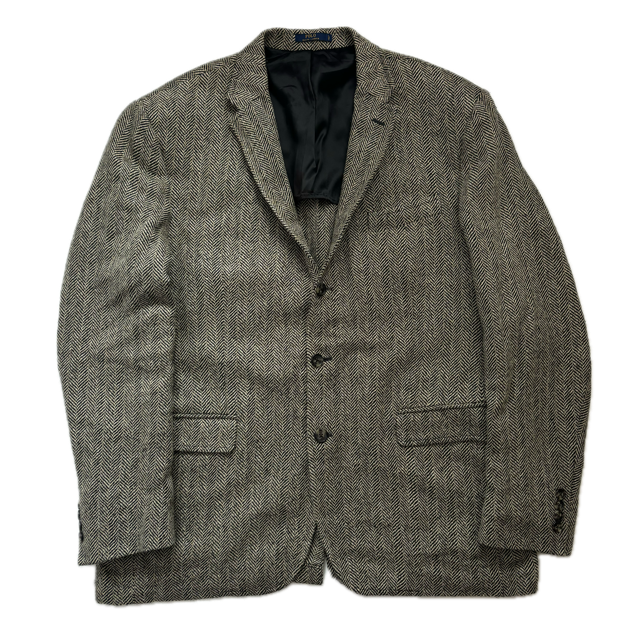 Polo Ralph Lauren Grey Herringbone Blazer Sports Coat (Linen Silk) - 46R