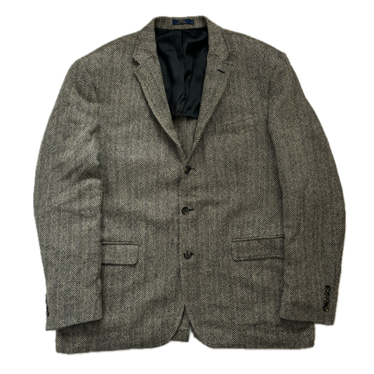 Polo Ralph Lauren Grey Herringbone Blazer Sports Coat (Linen Silk) - 46R