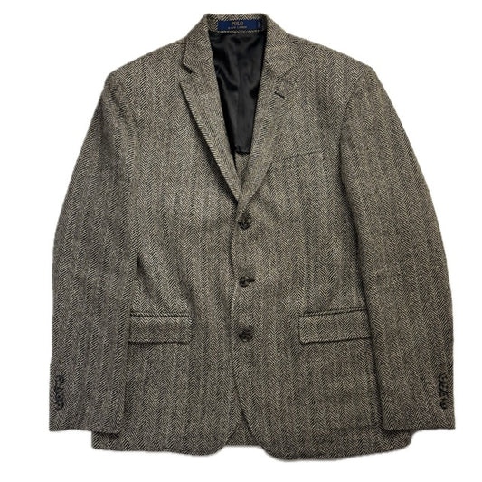 Polo Ralph Lauren Grey Herringbone Blazer Sports Coat (Linen Silk Wool) - 42R