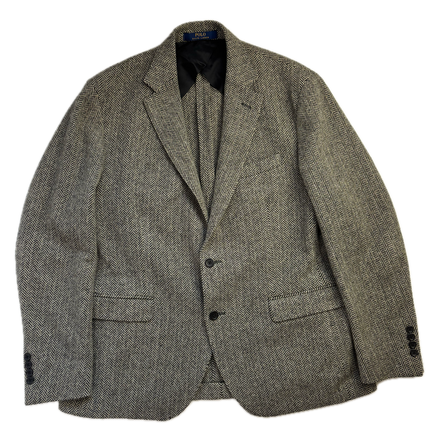 Polo Ralph Lauren Grey Herringbone Blazer Sports Coat (Wool Nylon) - 44R
