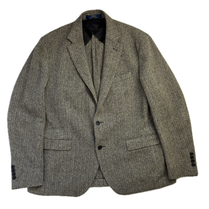 Polo Ralph Lauren Grey Herringbone Blazer Sports Coat (Wool Nylon) - 44R