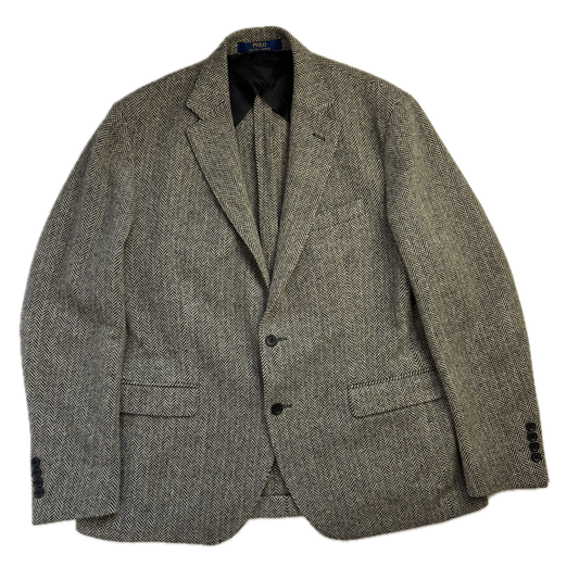Polo Ralph Lauren Grey Herringbone Blazer Sports Coat (Wool Nylon) - 44R